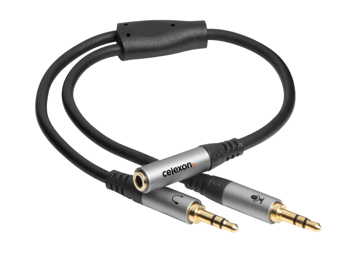 celexon 2x 3,5mm teleplugg till 3,5mm teleplugg M/F Audioadapter 0,25m - Professional Line