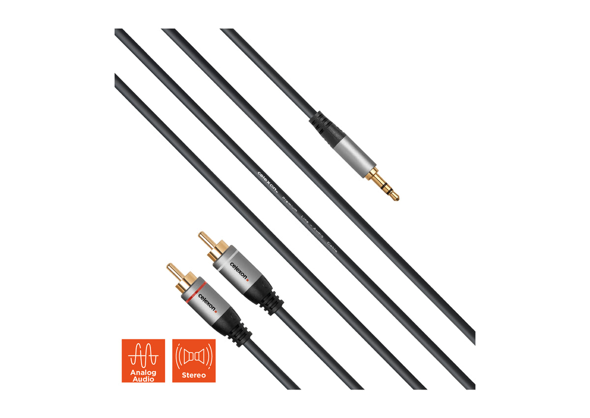 celexon 2x Cinch auf 3,5mm Stereo Klinke Audiokabel - Professional Line