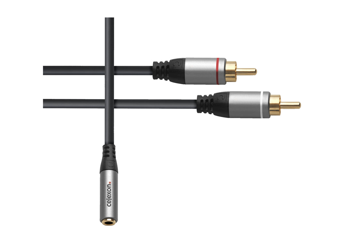 celexon 2x Cinch till 3,5mm teleplugg M/F Audioadapter 0,25m - Professional Line