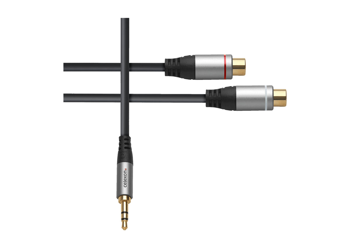 celexon 3,5mm teleplugg till 2x Cinch M/F Audioadapter 0,25m - Professional Line