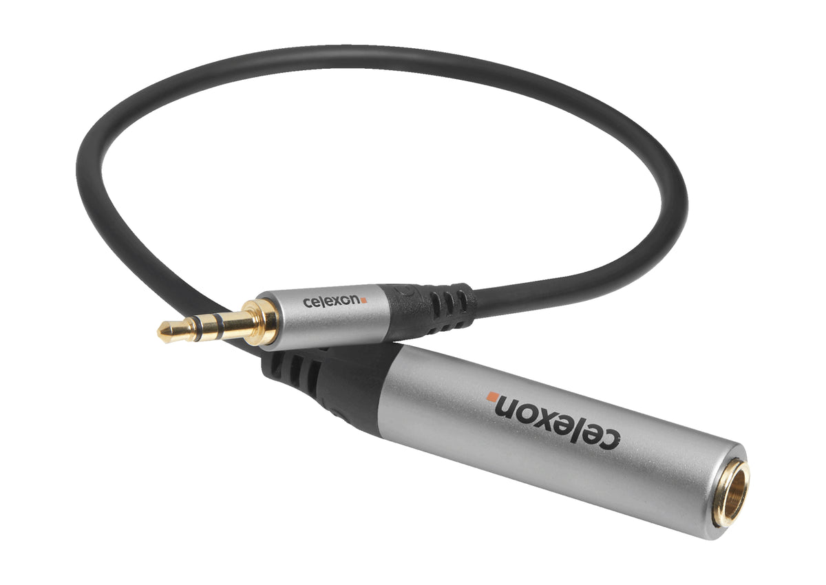 celexon 3.5mm stereo jack to 6.3mm stereo jack M/F audio adapter 0.25m - Professional Line arranged in loops