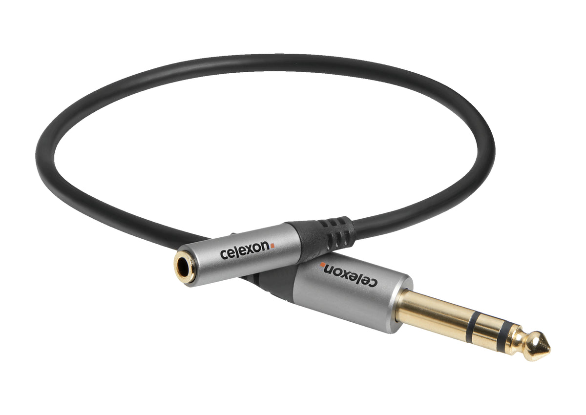 celexon 6.3mm stereo jack to 3.5mm stereo jack M/F audio adapter 0.25m - Professional Line arranged in loops
