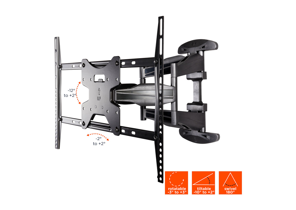 Frontal side view of the celexon TV Mount Adjust-SRT70460 with possible rotations indicated