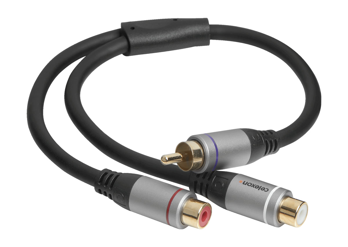 celexon cinch to 2x cinch M/F audio adapter 0.25m - Professional Line arranged in loops