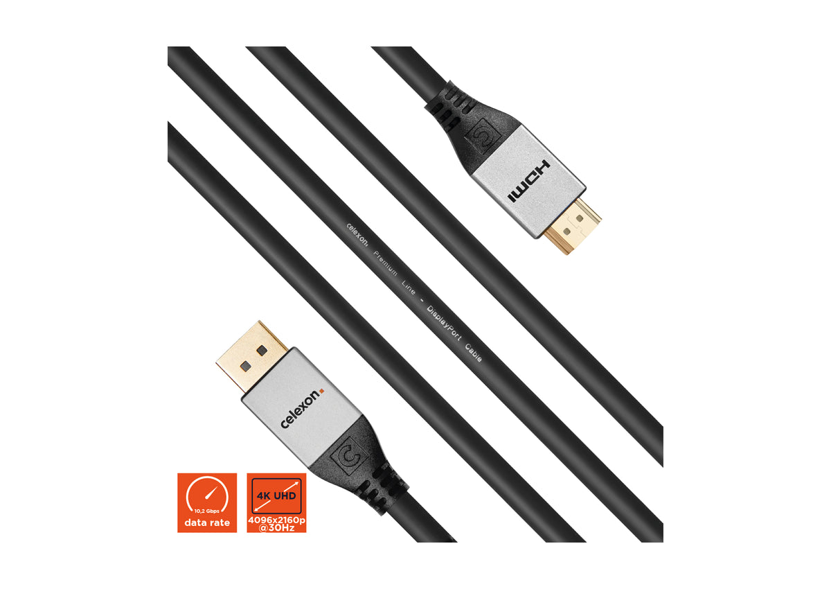 celexon DisplayPort auf HDMI Kabel 4K - Professional Line