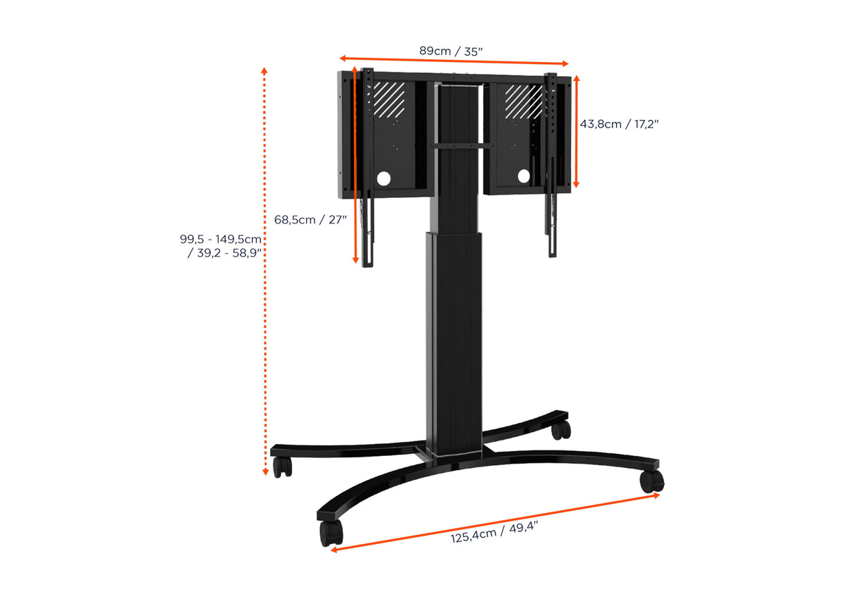 celexon Expert elektrisch höhenverstellbarer Display-Rollwagen Adjust-4286MB