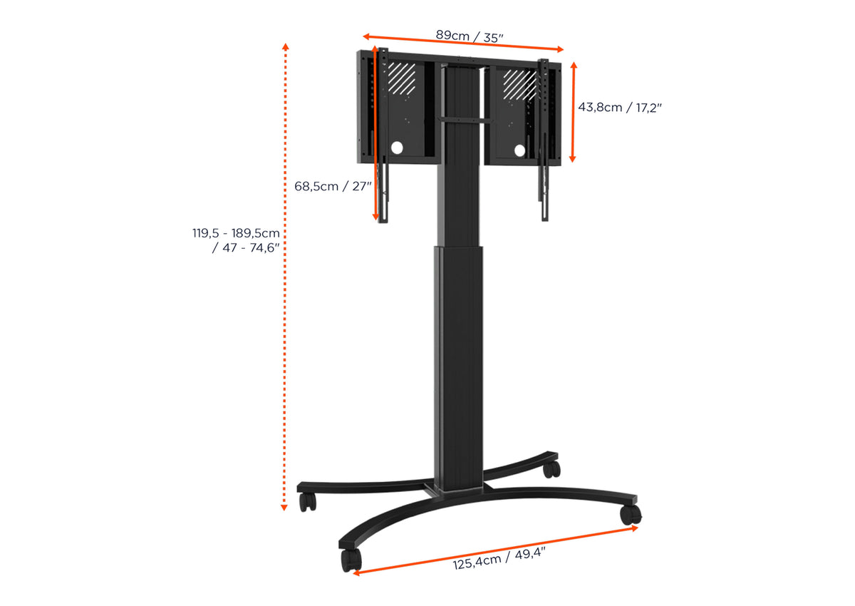 celexon Expert elektrisch höhenverstellbarer Display-Rollwagen Adjust-4286MB