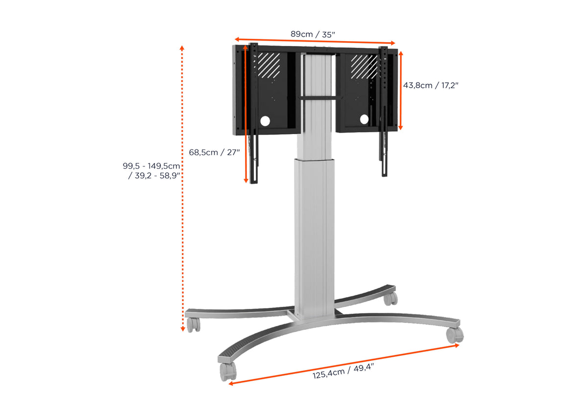 celexon Expert elektrisch höhenverstellbarer Display-Rollwagen Adjust-4286MS