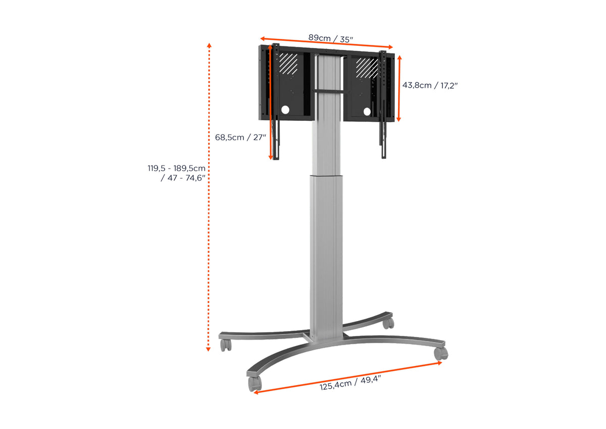 celexon Expert elektrisch höhenverstellbarer Display-Rollwagen Adjust-4286MS