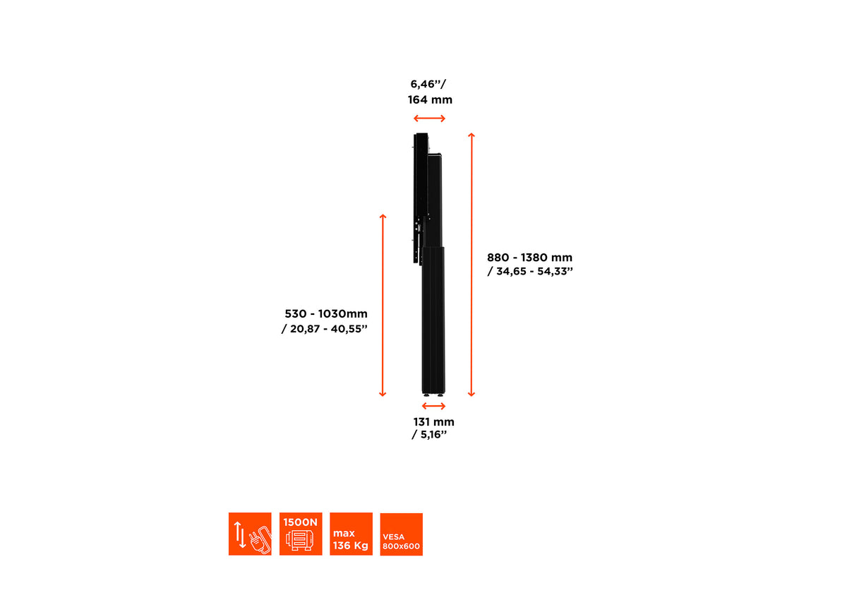 celexon Expert elektrisch höhenverstellbarer Display-Ständer Adjust-4286WB mit Wandbefestigung