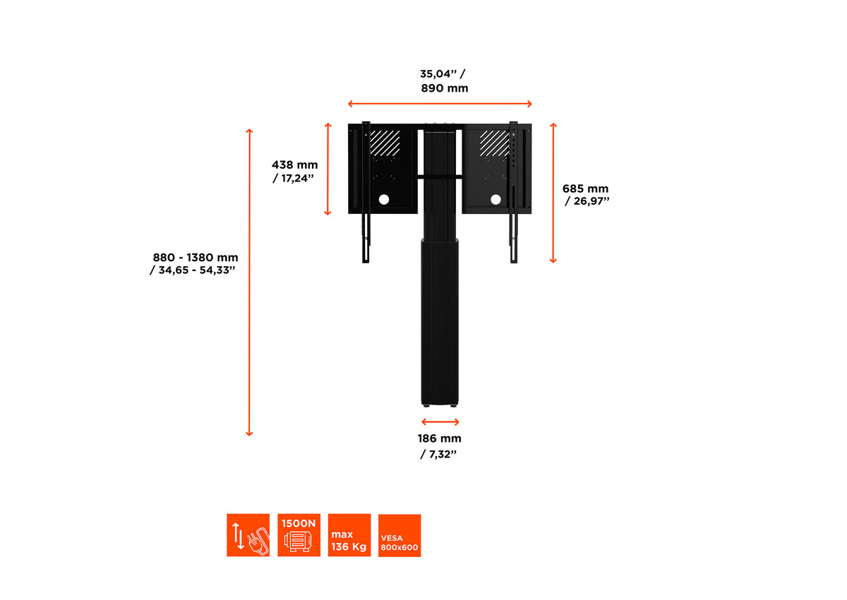 celexon Expert elektrisch höhenverstellbarer Display-Ständer Adjust-4286WB mit Wandbefestigung