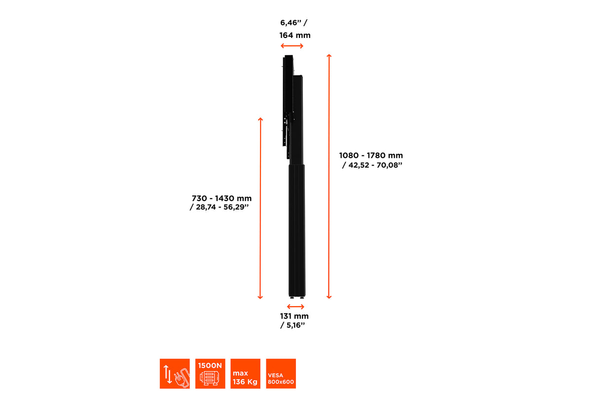 celexon Expert elektrisch höhenverstellbarer Display-Ständer Adjust-4286WB mit Wandbefestigung