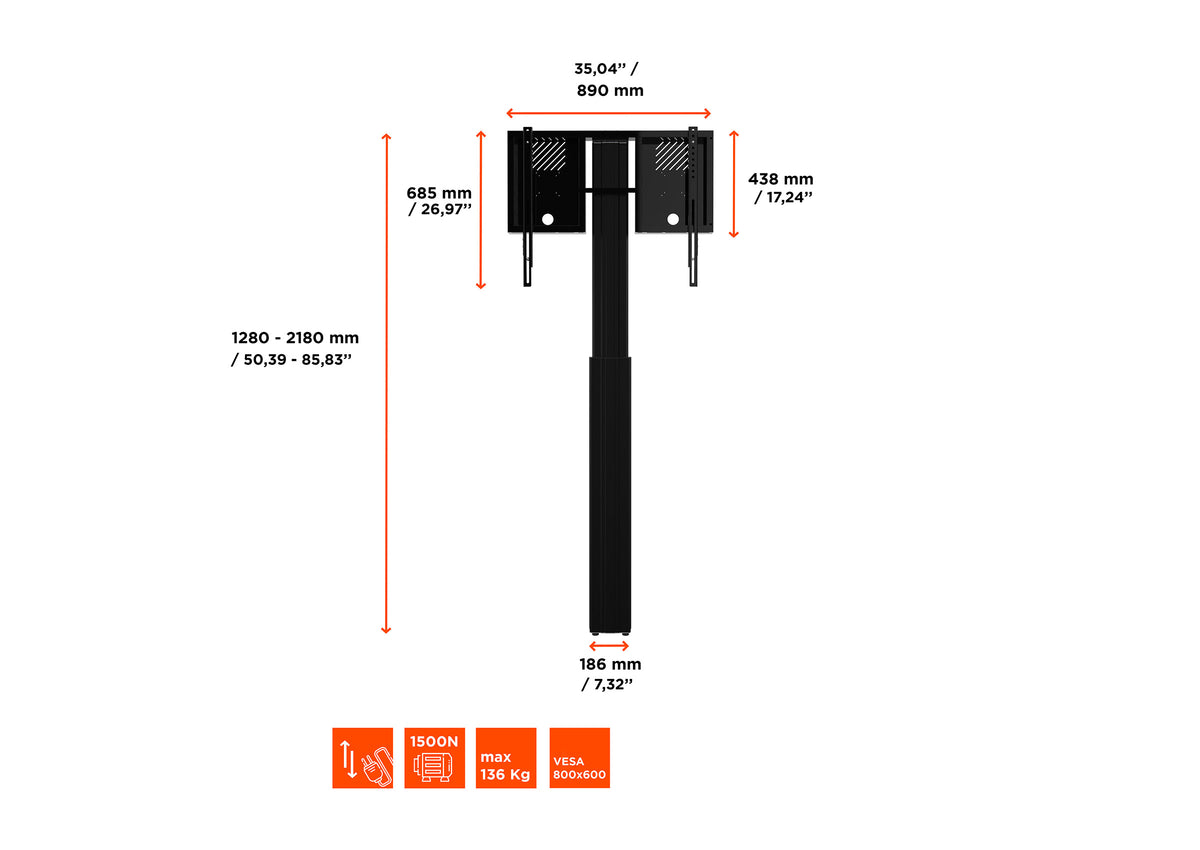 celexon Expert elektrisch höhenverstellbarer Display-Ständer Adjust-4286WB mit Wandbefestigung