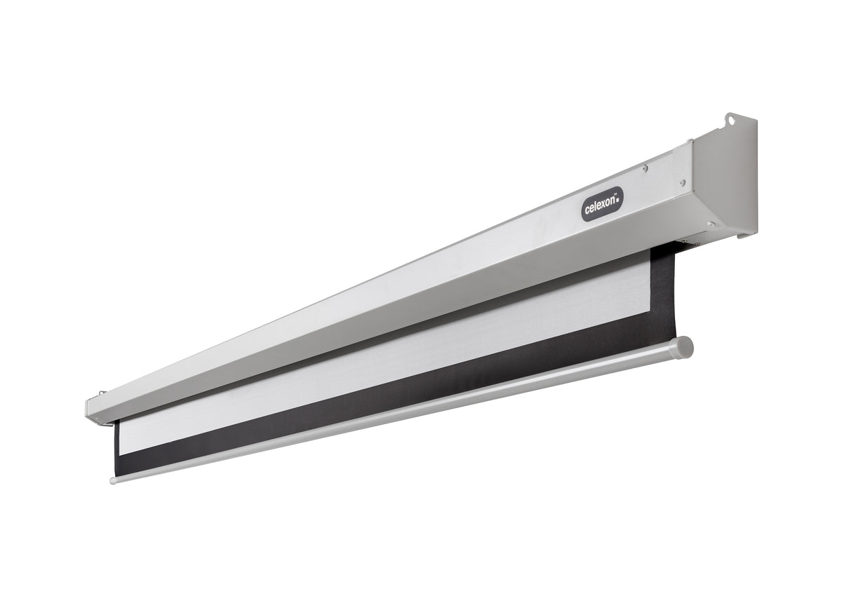 Side front view of the slightly extended celexon Projector screen Electric Economy