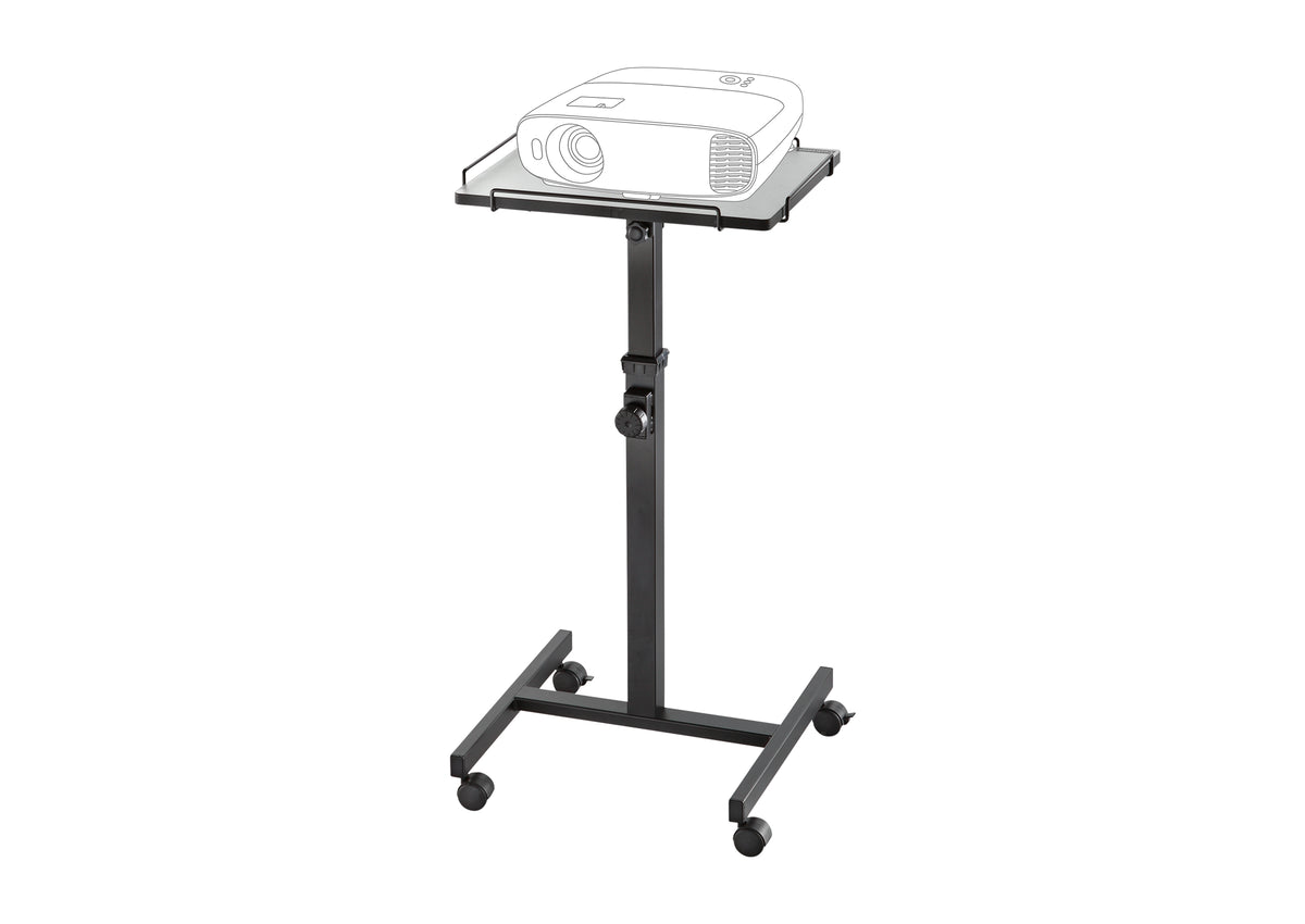 celexon projector table PT2000 in black with an indicated projector on it