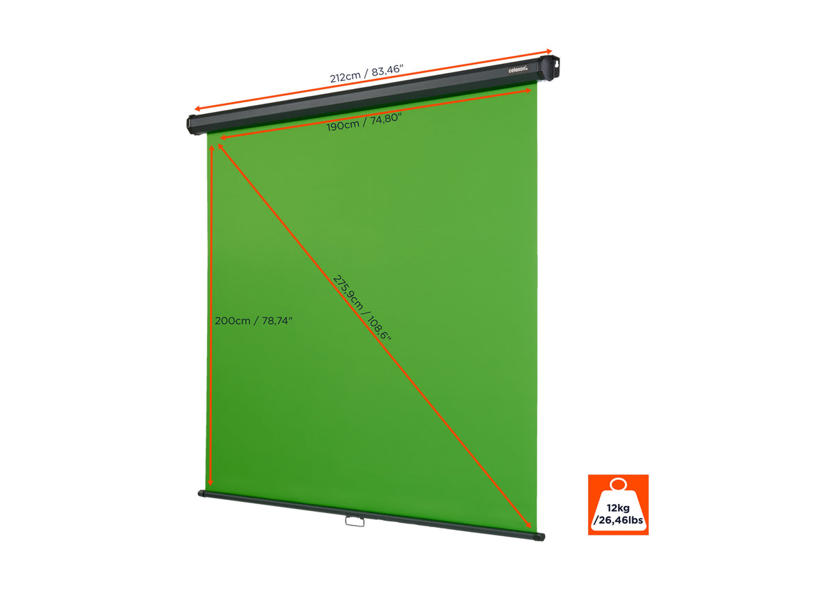 celexon manuell projektorduk Green Screen 200 x 190 cm