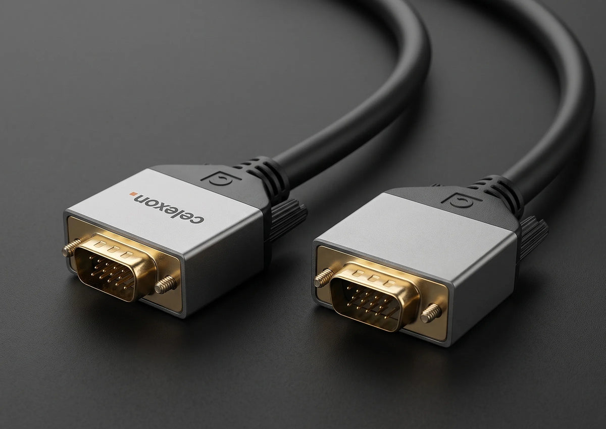celexon VGA cable - Professional Line in front of a dark background