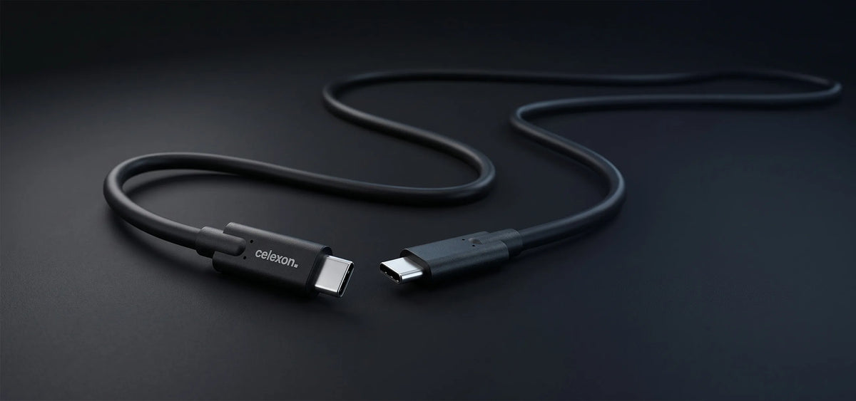 celexon USB-C cable - USB 3.2 Gen 2x1 in front of a dark background