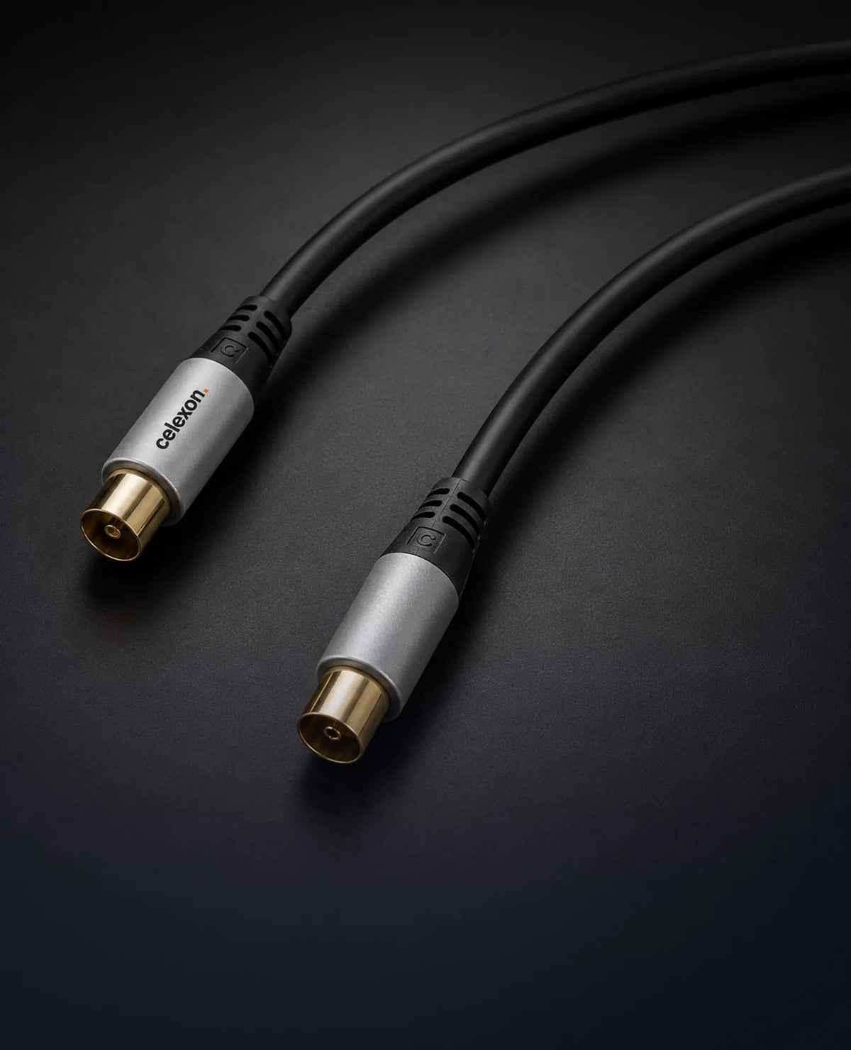 celexon IEC TV antenna cable - Professional Line in front of a dark background