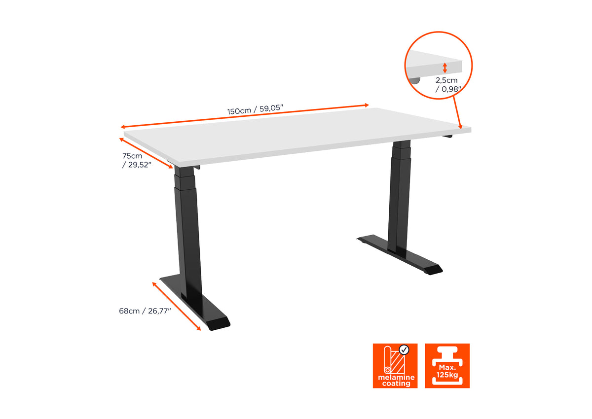 celexon elektrisch höhenverstellbarer Schreibtisch Professional eAdjust-58123 - inkl. Tischplatte