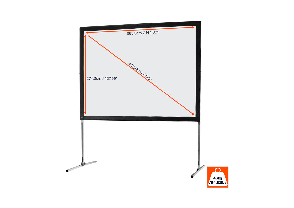 Front view of the celexon Folding Frame Projector screen Mobile Expert, front projection without projection but with screen dimensions indicated