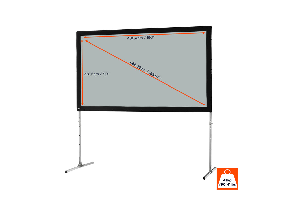 Front view of the celexon Folding Frame Projector screen Mobile Expert, rear projection without projection but with screen dimensions indicated