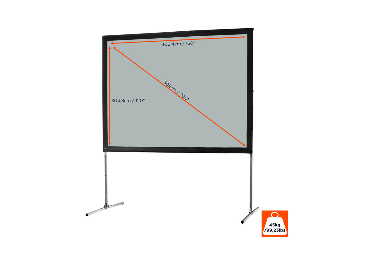 Front view of the celexon Folding Frame Projector screen Mobile Expert, rear projection without projection but with screen dimensions indicated