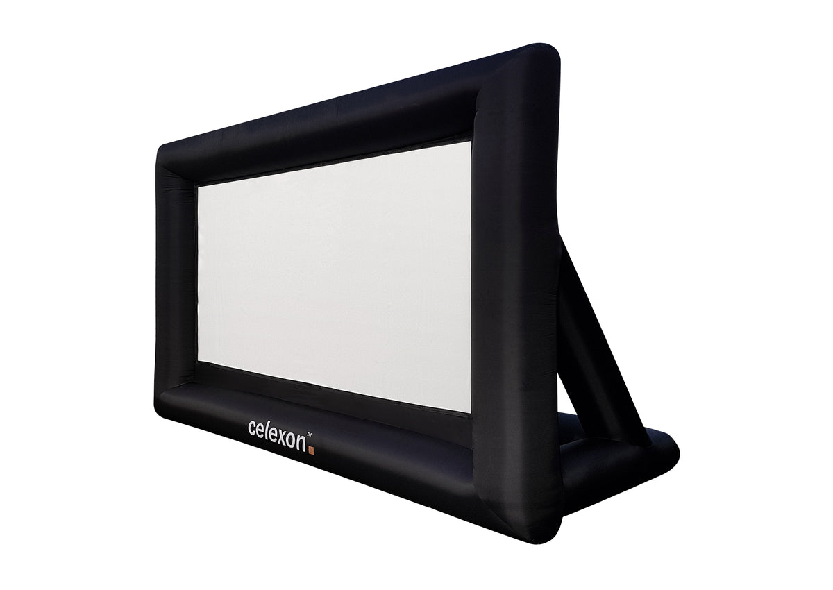 Frontal side view of the celexon inflatable outdoor projector screen INF200 without projection