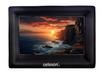 Frontal view of the celexon inflatable outdoor projector screen INF200 with a projection showing an atmospheric coastal landscape at sunset.