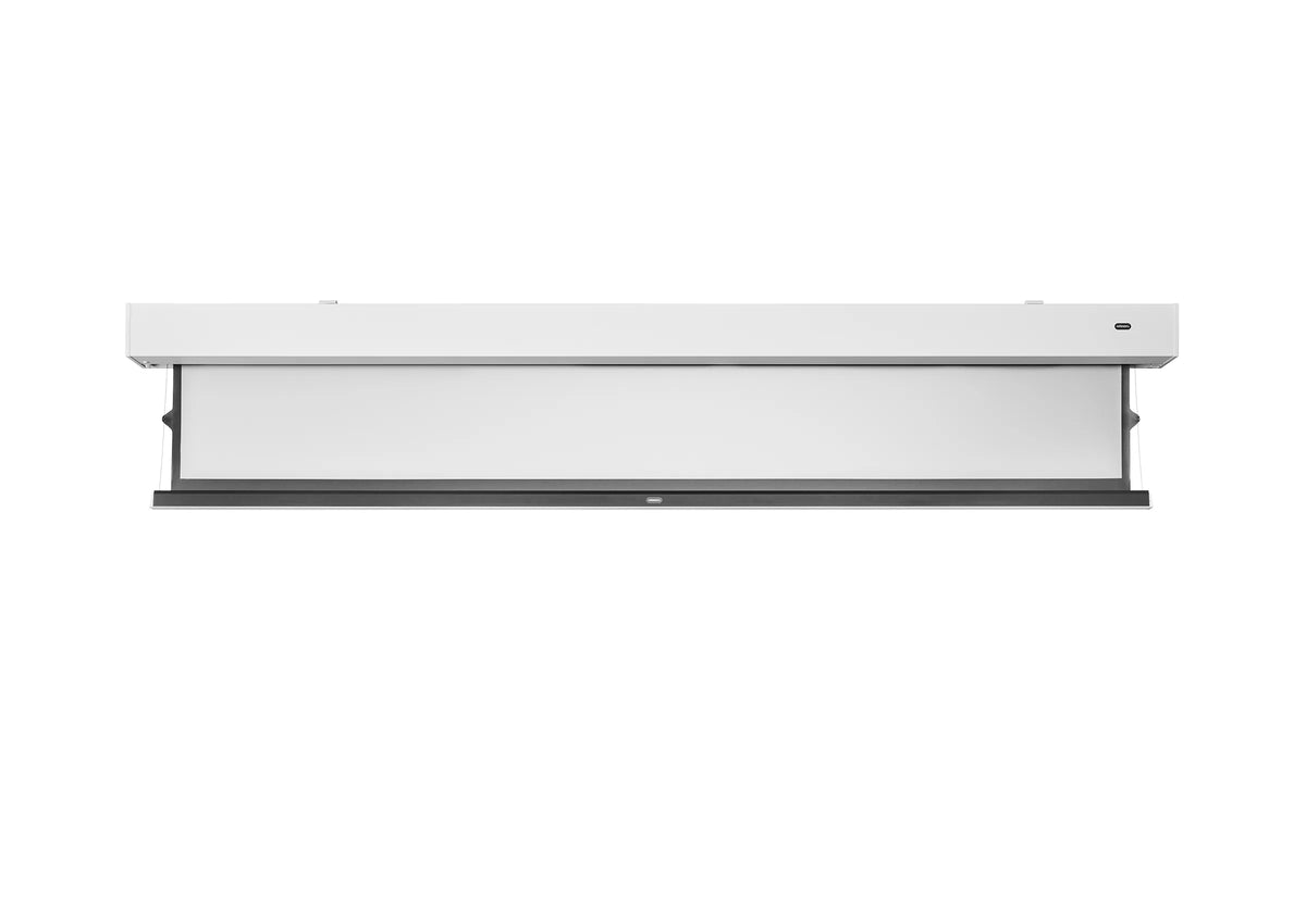 Frontal view of the slightly extended celexon 4K Pro MWHT Premium Plus Screen Electric Tension