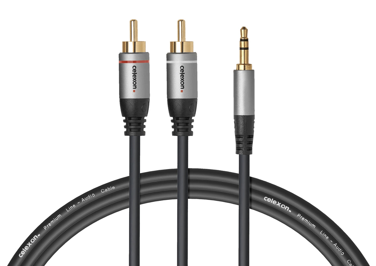 celexon 2x Cinch auf 3,5mm Stereo Klinke Audiokabel - Professional Line