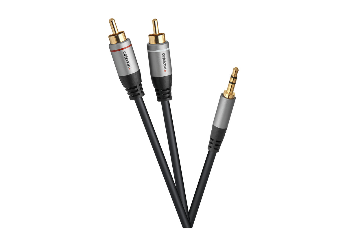 celexon 2x Cinch auf 3,5mm Stereo Klinke Audiokabel - Professional Line
