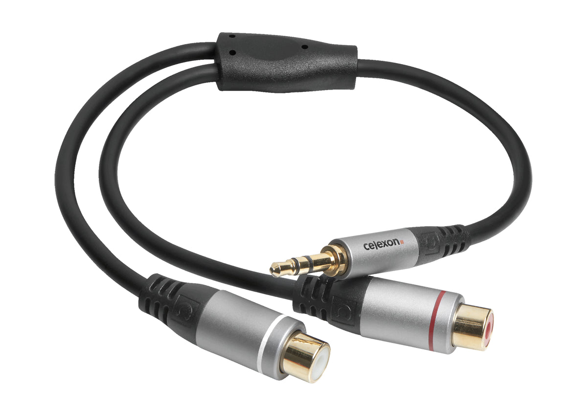 celexon 3.5mm stereo jack to 2x cinch M/F audio adapter 0.25m - Professional Line arranged in loops