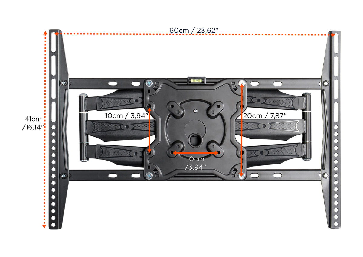 Frontal view of the celexon TV Mount Adjust-S70460 without displays but with dimensions indicated
