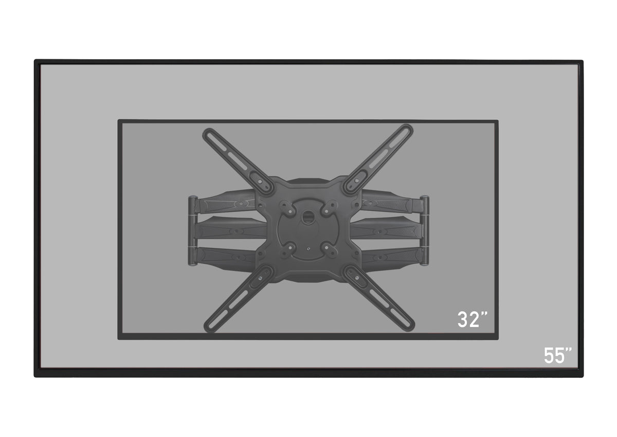 Frontal view of the celexon TV Mount Adjust-SRT55470 with suggested displays 
