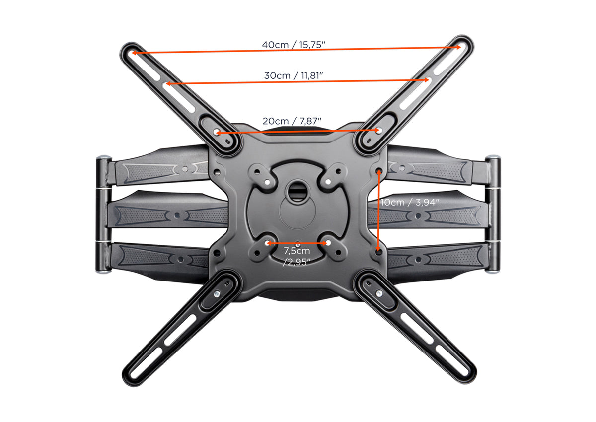 Frontal view of the celexon TV Mount Adjust-SRT55470 with dimensions indicated