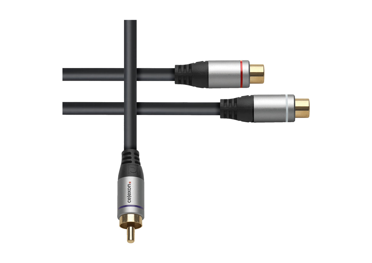 celexon Cinch auf 2x Cinch M/F Audioadapter 0,25m- Professional Line