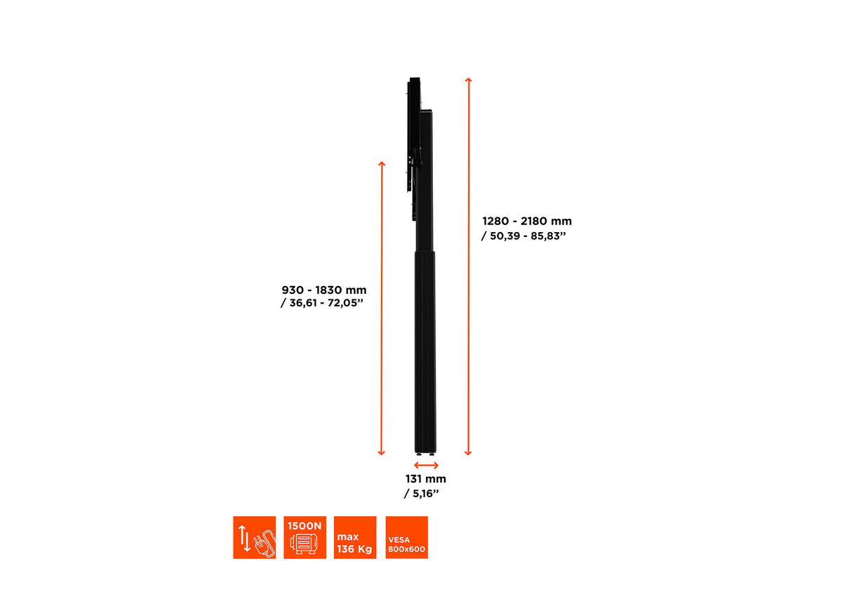 celexon Expert elektrisch höhenverstellbarer Display-Ständer Adjust-4286WB mit Wandbefestigung