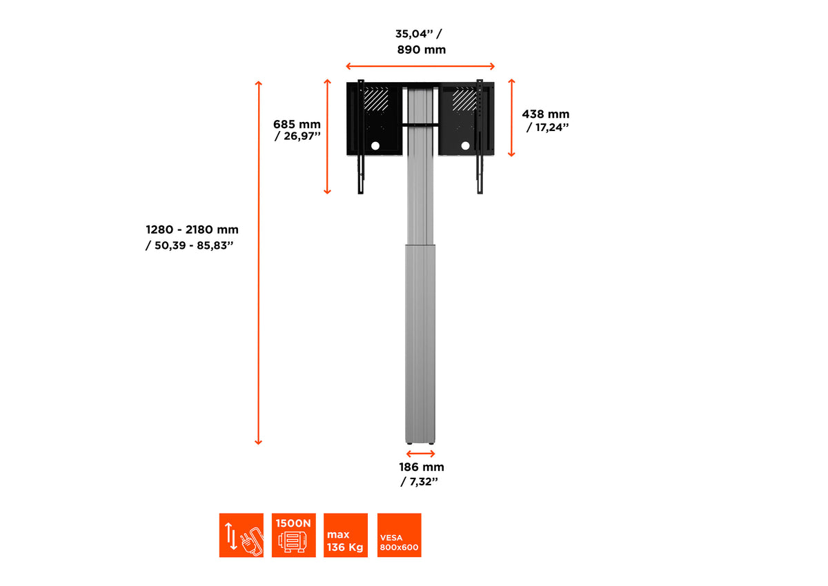 celexon Expert elektrisch höhenverstellbarer Display-Ständer Adjust-4286WS mit Wandbefestigung