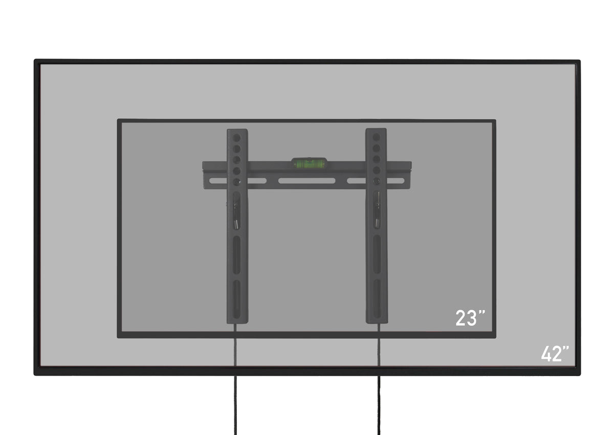 Frontal view of the celexon TV Mount Fixed-422 with suggested displays 