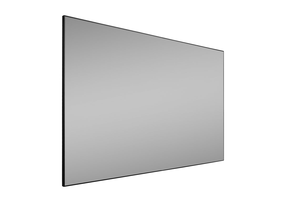 Side front view of the celexon HomeCinema UST high contrast framed screen BrightOnyx without projection