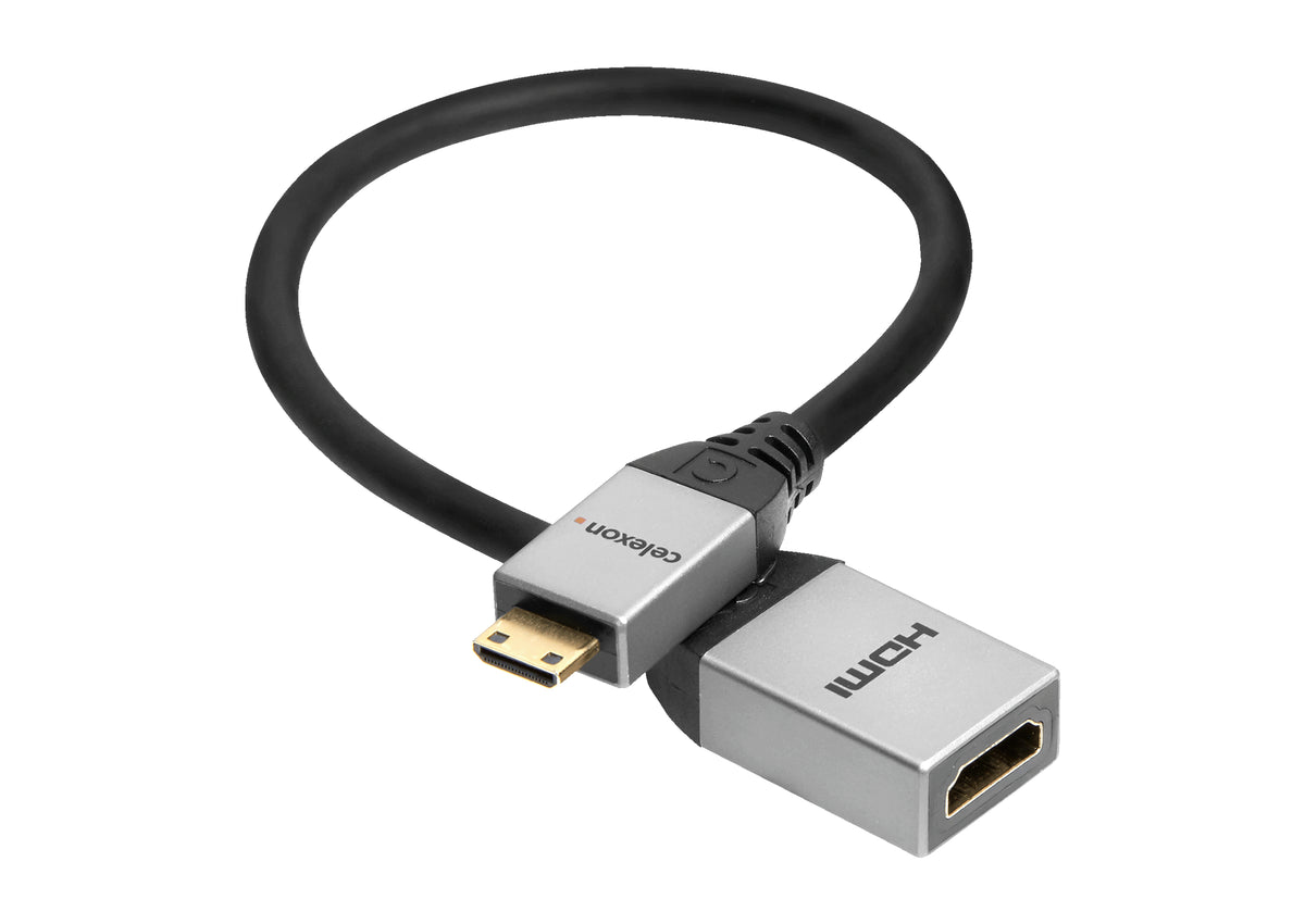 celexon Mini HDMI to HDMI M/F Adapter with Ethernet - 2.0a/b 4K 0.25m - Professional Line arranged in loops