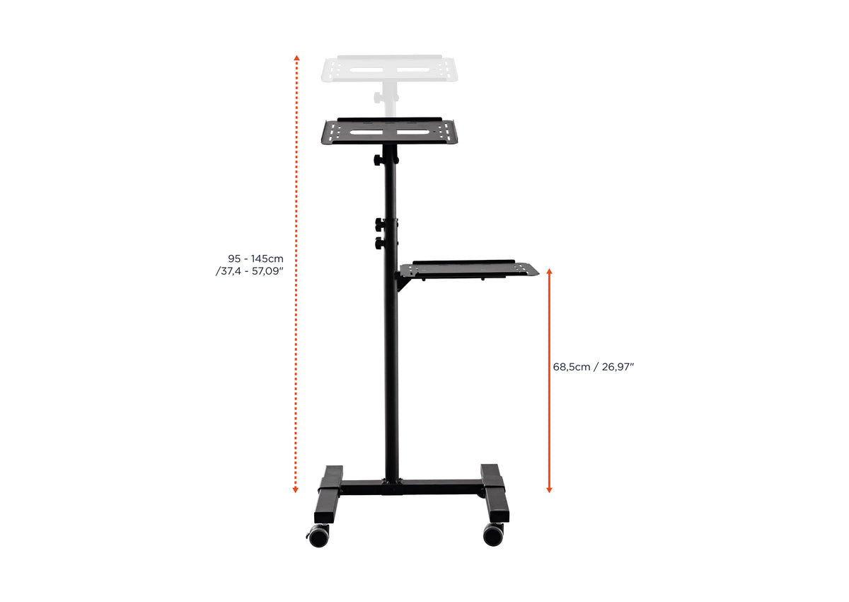 celexon projector table PT3020 with the possible height adjustment indicated
