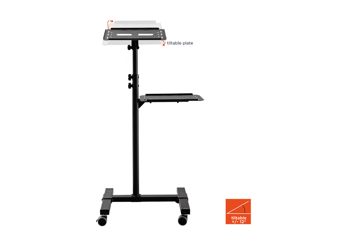 celexon projector table PT3020 with the angle of inclination of the tiltable plate indicated