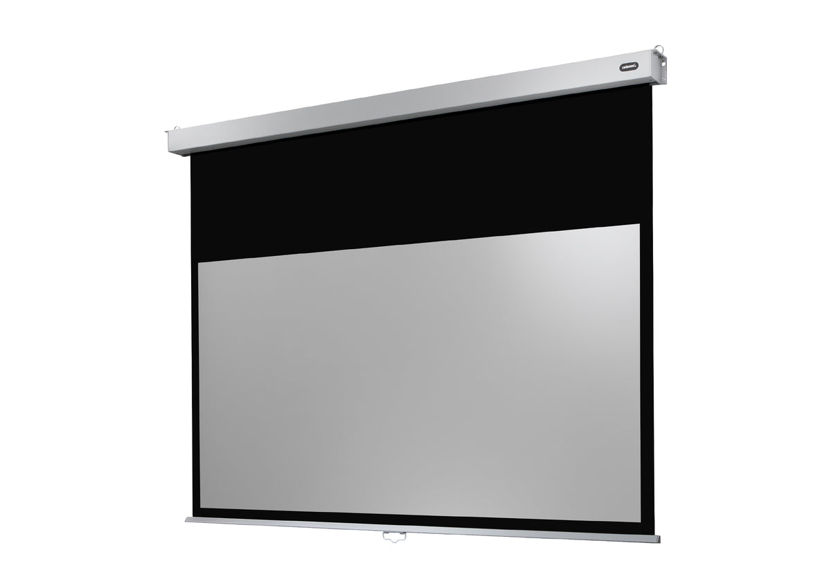 Frontal angled view of the celexon Projector screen Manual Professional Plus without projection 