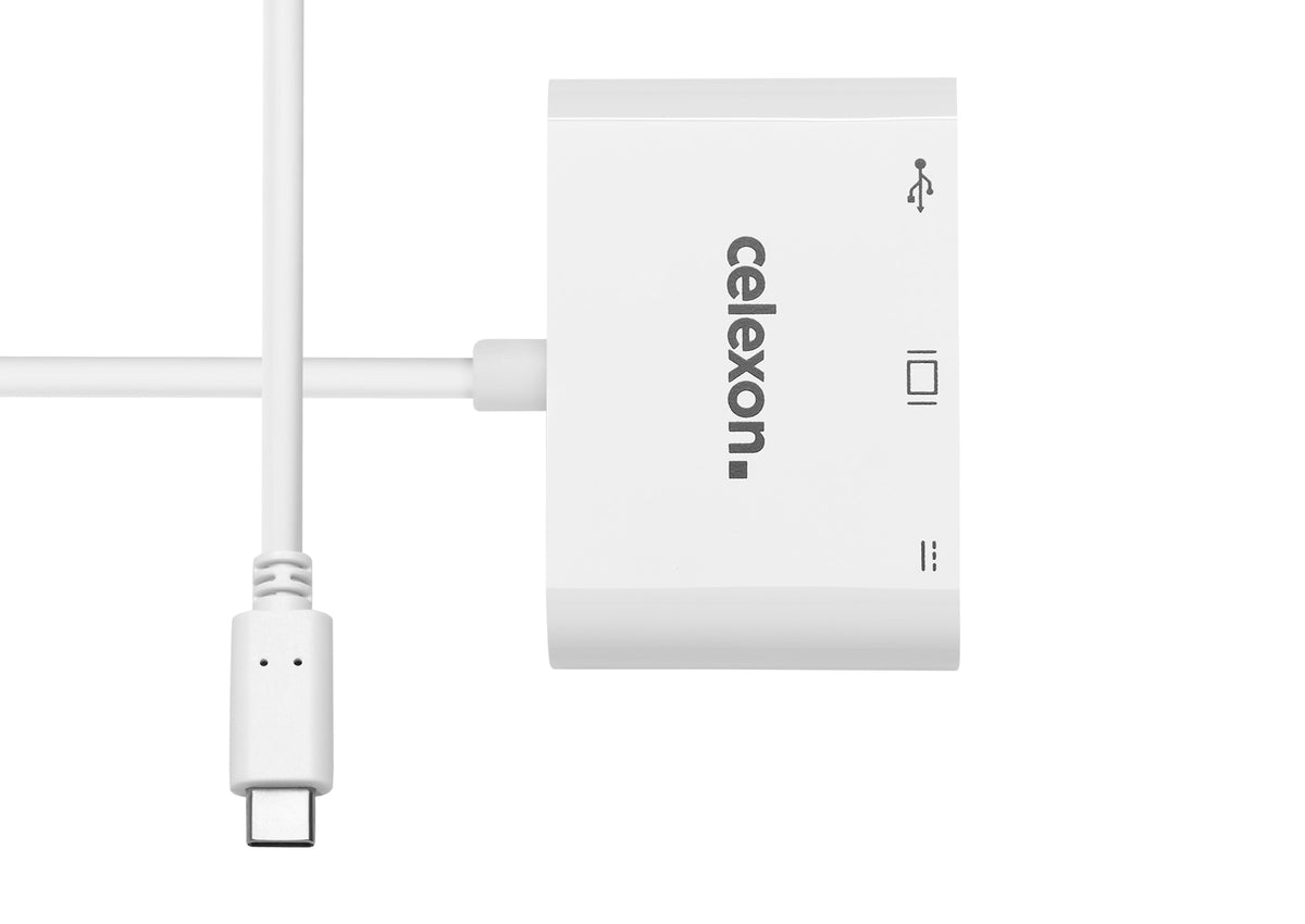 Cross-shaped arranged celexon USB-C to HDMI - USB-A - USB-C M/F Multiport Adapter, white 
