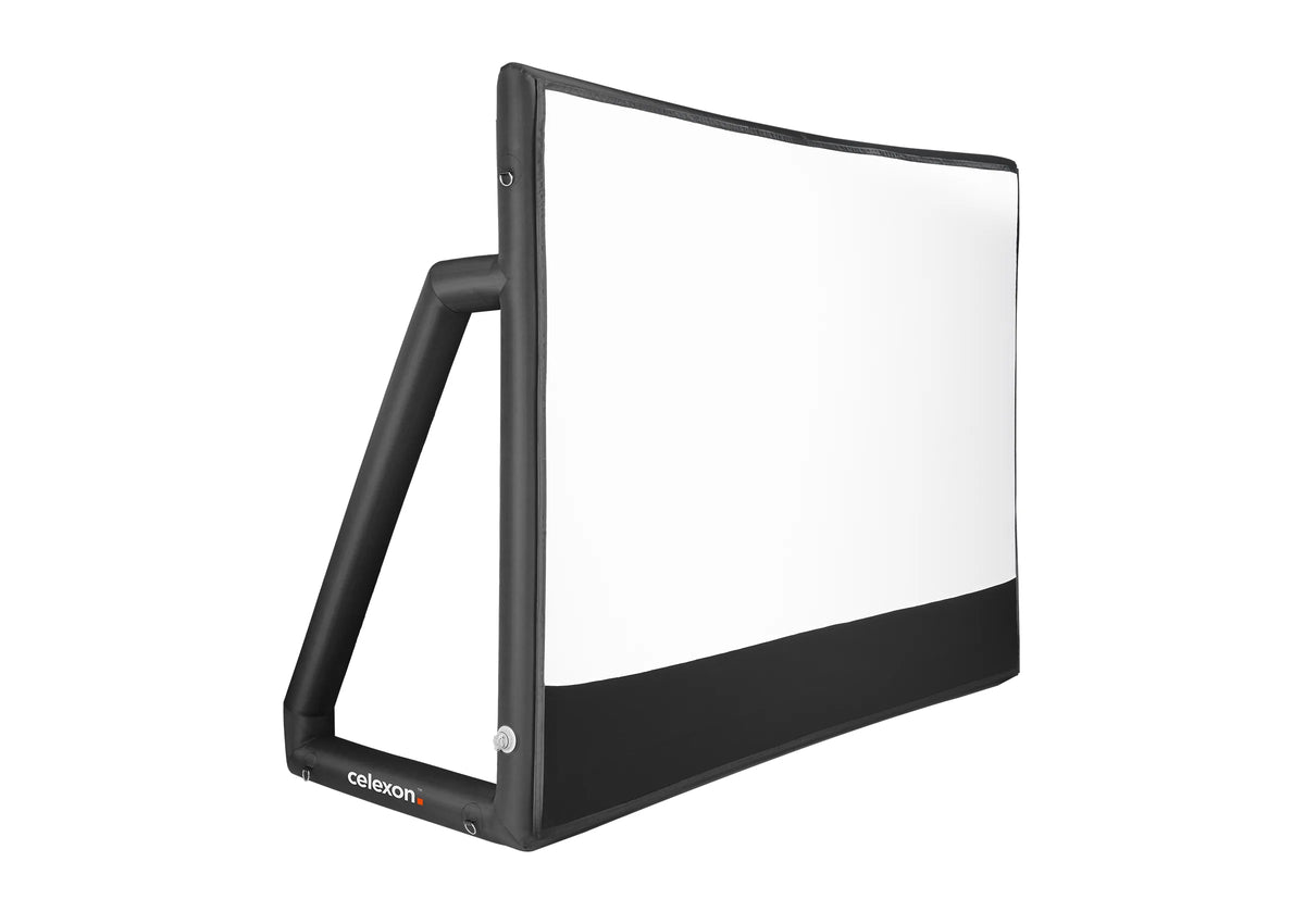 Frontal side view of the celexon inflatable outdoor projection screen Economy INF without projection