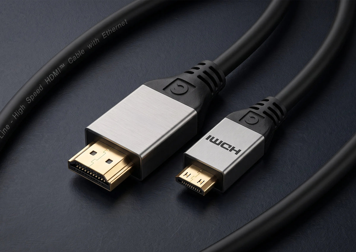celexon HDMI to Mini HDMI Cable with Ethernet - 2.0a/b 4K - Professional Line in front of a dark background