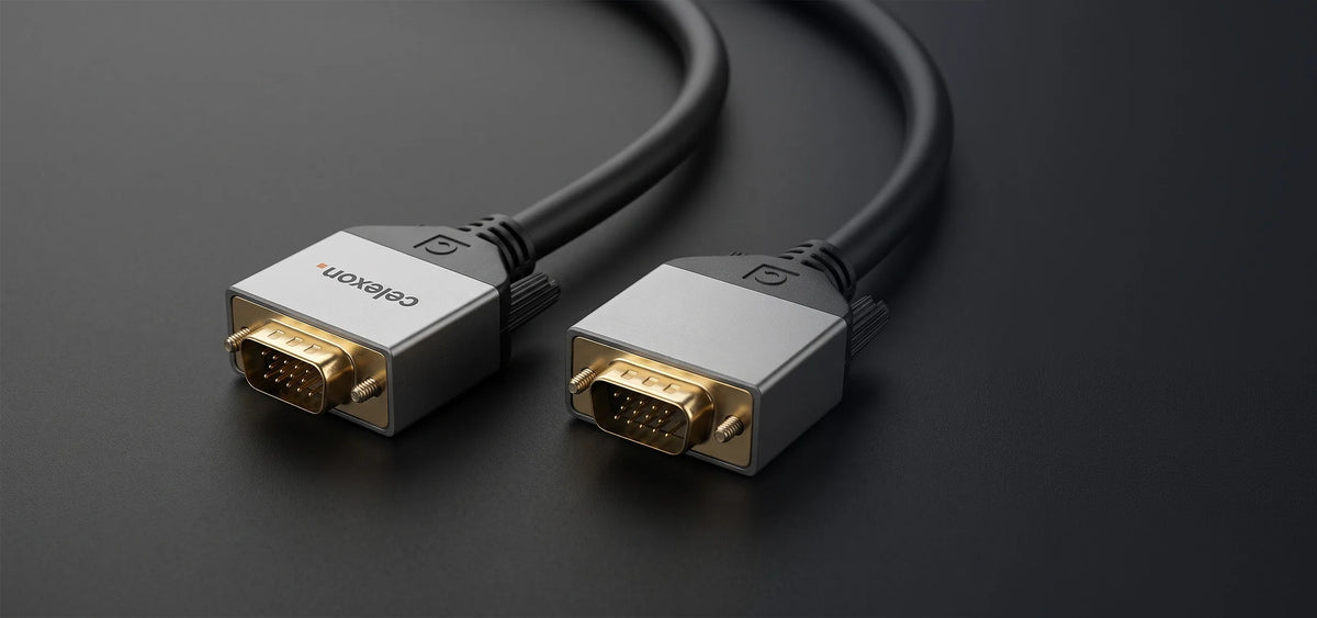 celexon VGA cable - Professional Line in front of a dark background