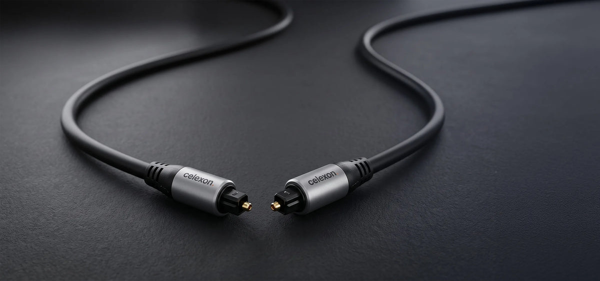 celexon Toslink Optical Audio Cable - Professional Line in front of a dark background